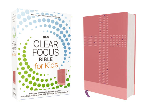 NIrV, Clear Focus Bible for Kids, Leathersoft, Pink: Help Kids with ADHD and Dyslexia Read with Confidence
