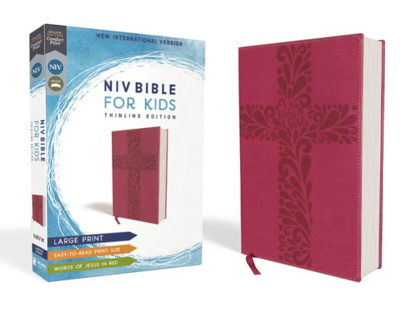 NIV, Bible for Kids, Large Print, Leathersoft, Pink, Red Letter, Comfort Print: Thinline Edition