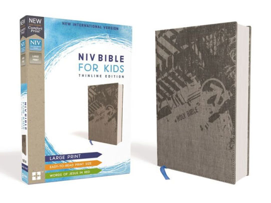 Niv Bible For Kids Large Print Cloth Over Board Gray Red