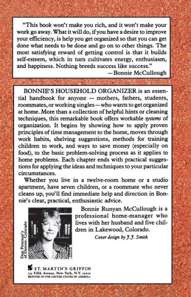 Bonnie's Household Organizer: The Essential Guide for Getting Control of Your Home