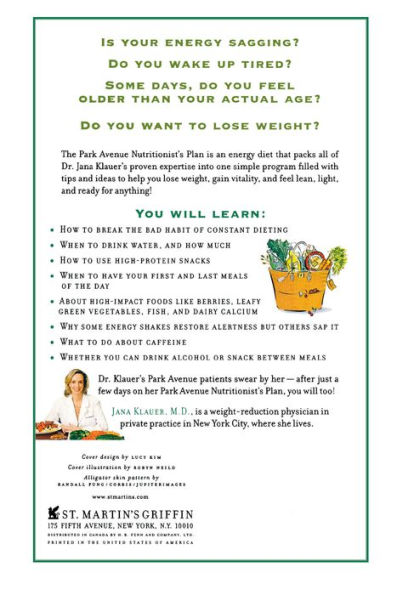 The Park Avenue Nutritionist's Plan: The No-Fail Prescription for Energy, Vitality & Weight Loss