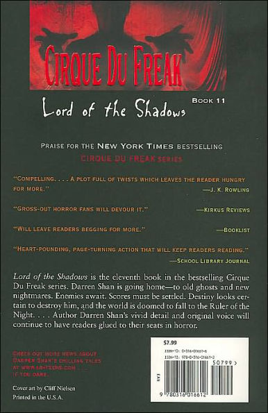 Lord of the Shadows (Cirque Du Freak Series #11)