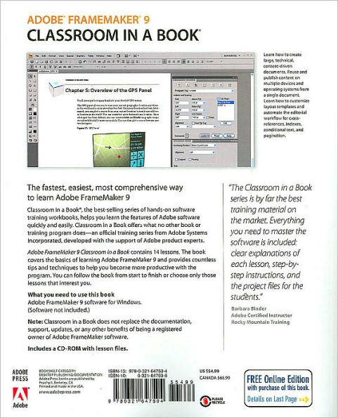 Adobe FrameMaker 9 Classroom in a Book / Edition 1