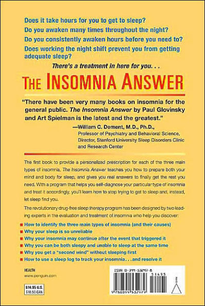 the Insomnia Answer: A Personalized Program for Identifying and Overcoming Three Types ofInsomnia