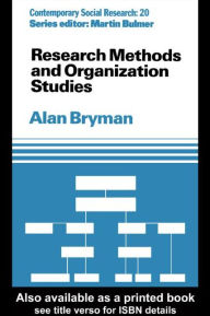 Title: Research Methods and Organization Studies, Author: Alan Bryman