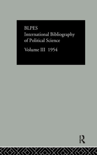 Intl Biblio Pol Sc 1954 Vol 3 / Edition 1