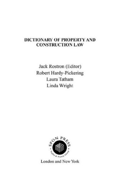 Dictionary of Property and Construction Law