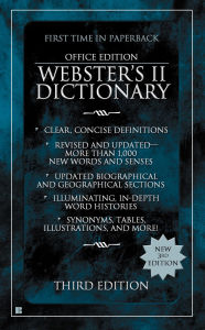 Title: Webster's II Dictionary: Office Edition, Third Edition, Author: Houghton Mifflin Co.
