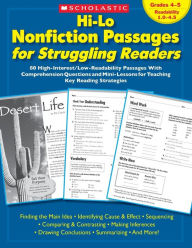 Title: Hi-Lo Nonfiction Passages for Struggling Readers: Grades 4-5: 80 High-Interest/Low-Readability Passages With Comprehension Questions and Mini-Lessons for Teaching Key Reading Strategies, Author: Scholastic Teaching Resources