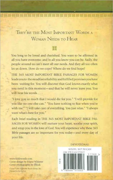 the 365 Most Important Bible Passages for Women: Daily Readings and Meditations on Becoming Woman God Created You to Be