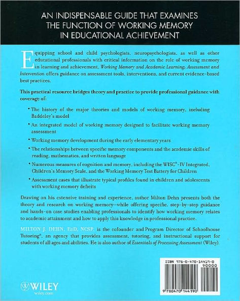 Working Memory and Academic Learning: Assessment and Intervention / Edition 1