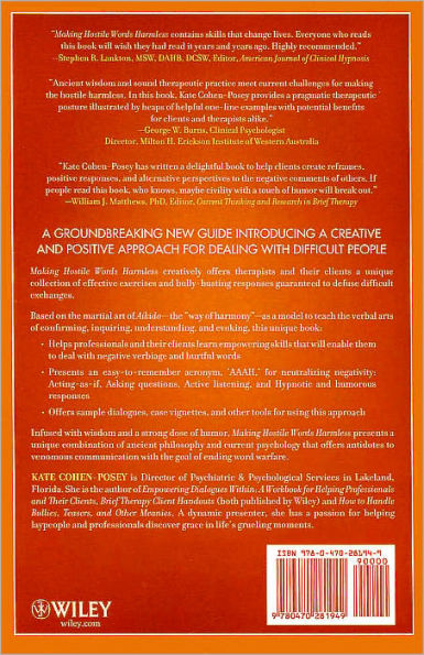 Making Hostile Words Harmless: A Guide to the Power of Positive Speaking For Helping Professionals and Their Clients / Edition 1