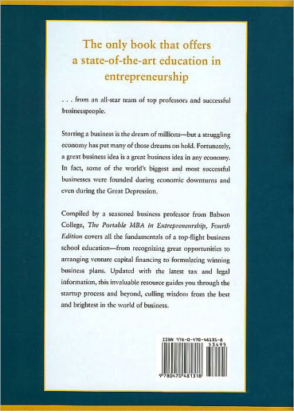 The Portable MBA in Entrepreneurship / Edition 4