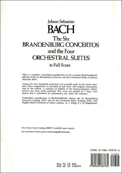 The Six Brandenburg Concertos & the Four Orchestral Suites: in Full Score: (Sheet Music)