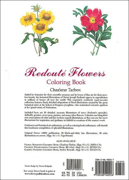 Redouté Flowers Coloring Book