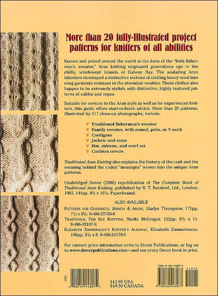 Traditional Aran Knitting (Dover Books on Knitting,Tatting, and Lace Making Series)