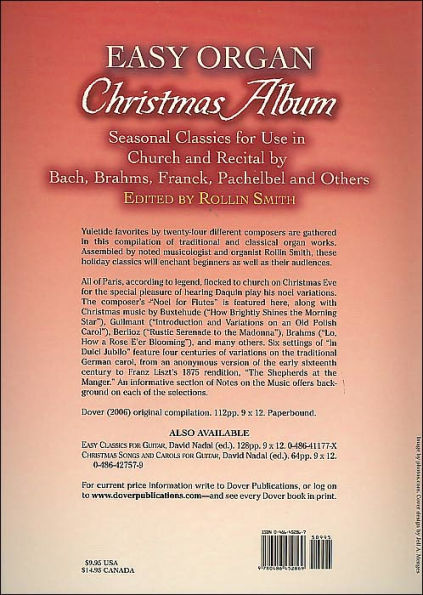 Easy Organ Christmas Album: Seasonal Classics for Use in Church and Recital by Bach, Brahms, Franck, Pachelbel and Others