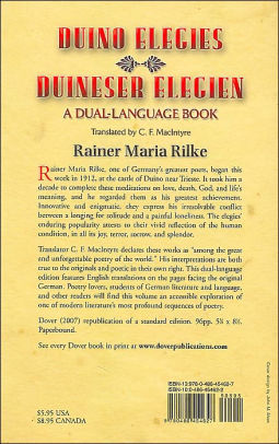 Duino Elegiesduineser Elegien A Dual Language Bookpaperback - 