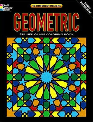 Geometric Stained Glass Coloring Book Deluxe Edition With 48 Sheets