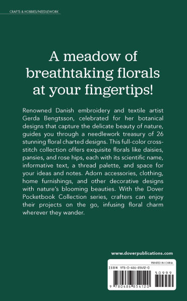 Dover Pocketbook Collection: Cross-Stitch Flowers: Classic Patterns, Checklists, Space for Notes