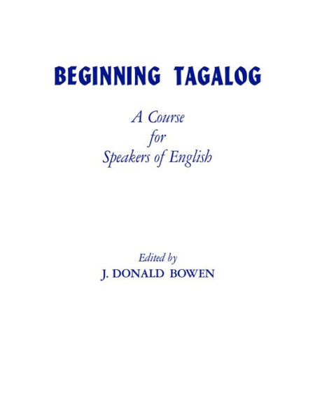 Beginning Tagalog: A Course for Speakers of English