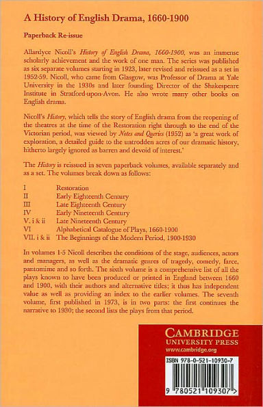 A History of English Drama 1660-1900, Volume III: Late Eighteenth Century Drama 1750-1800