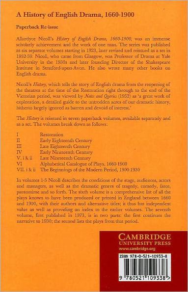 History of English Drama 1660-1900