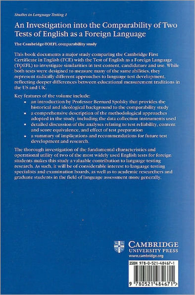 An Investigation into the Comparability of Two Tests of English as a Foreign Language (Studies in Language Testing Series #1)