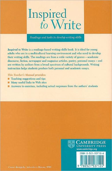 Inspired to Write Teacher's Manual: Readings and Tasks to Develop Writing