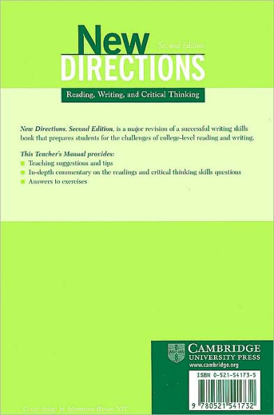 New Directions Teacher's Manual: An Integrated Approach to Reading, Writing, and Critical Thinking / Edition 2