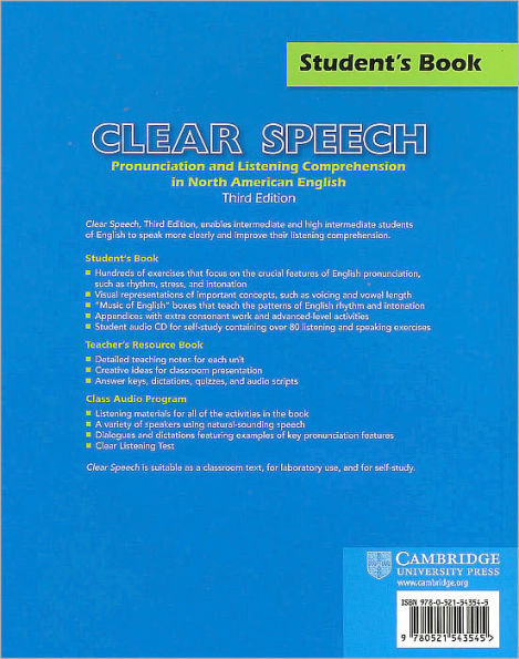 Clear Speech Student's Book with Audio CD: Pronunciation and Listening Comprehension in American English / Edition 3