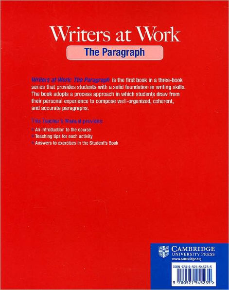 Writers at Work: The Paragraph Teacher's Manual / Edition 2