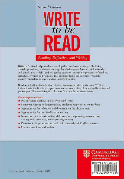 Write to be Read Student's Book: Reading, Reflection, and Writing / Edition 2