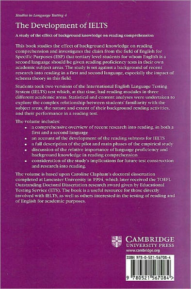 The Development of IELTS: A Study of the Effect of Background Knowledge on Reading Comprehension (Studies in Language Testing Series #4)