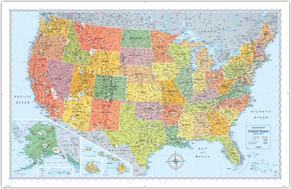 Signature Paper US Wall Map Folded