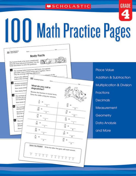 100 Math Practice Pages, Grade 4