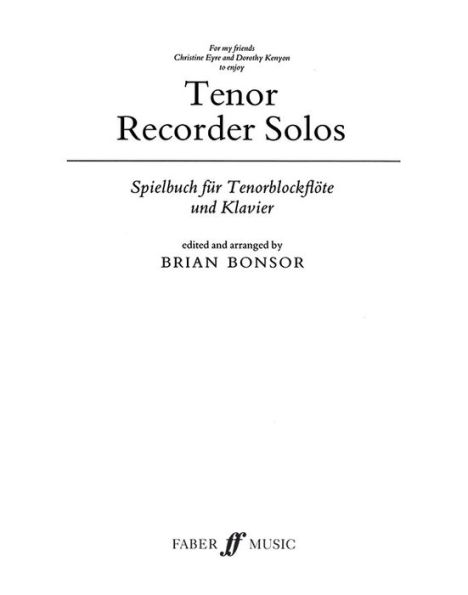 Tenor Recorder Solos: Parts