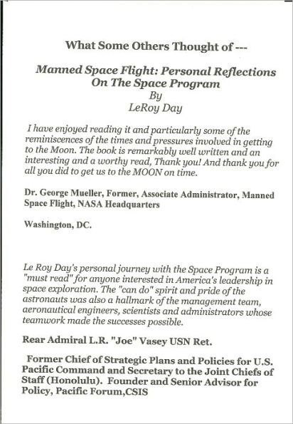 Manned Space Flight: Personal Reflections on the Space Program