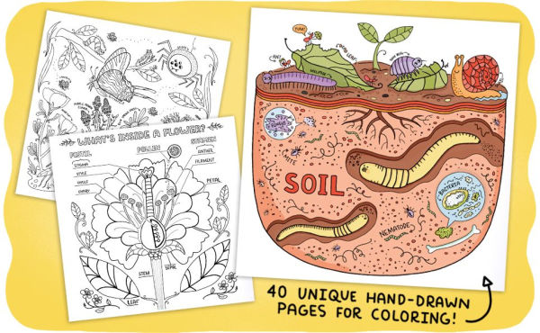 What's Inside a Garden?: Science and Nature Coloring Book: 40 Drawings to Color