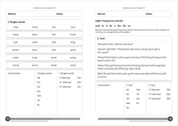 Phonic Books Dandelion Instructional Manual Kindergarten: The foundations of phonics, engaging activity ideas, lesson plans, progress tracking and assessment