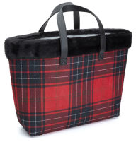 B&N Exclusive Red Plaid Holiday Tote