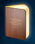Alternative view 2 of Wooden Folding LED Book Lamp Featuring No Light is Brighter Quotation