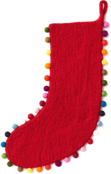 Red Pom Trim Stocking