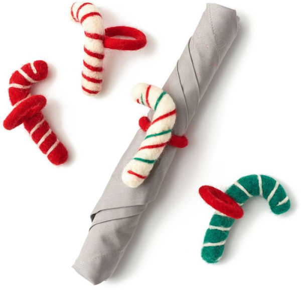 Candy Cane Napkin Rings S/4