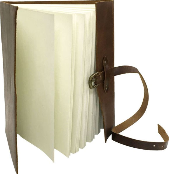 Brown Leather Journal with Belt Buckle Closure, 192 unlined pages, 6