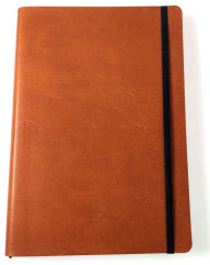 Title: Cognac Bonded Leather Journal with Black Elastic Band