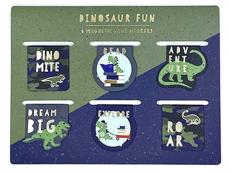 Magnetic Bookmarks Set of 6 Dinosaur Fun