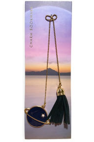 Bookmark Charm Enamel Moon w/Tassel