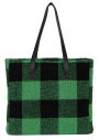 Alternative view 2 of B&N Exclusive Green Buffalo Plaid Sherpa Tote