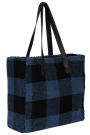 B&N Exclusive Blue Buffalo Plaid Sherpa Tote